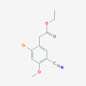 molecular formula C12H12BrNO3 B1413970 Ethyl 2-bromo-5-cyano-4-methoxyphenylacetate CAS No. 1806852-77-6