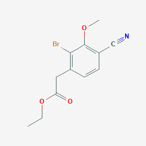 molecular formula C12H12BrNO3 B1413972 Ethyl 2-bromo-4-cyano-3-methoxyphenylacetate CAS No. 1805188-21-9