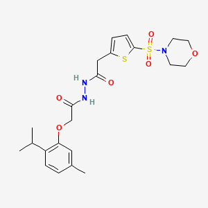 molecular formula C22H29N3O6S2 B14139757 N'-[2-(5-methyl-2-propan-2-ylphenoxy)acetyl]-2-(5-morpholin-4-ylsulfonylthiophen-2-yl)acetohydrazide CAS No. 757229-25-7