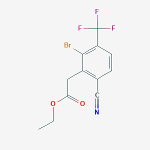 molecular formula C12H9BrF3NO2 B1413976 Ethyl 2-bromo-6-cyano-3-(trifluoromethyl)phenylacetate CAS No. 1805188-03-7