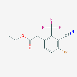 molecular formula C12H9BrF3NO2 B1413977 Ethyl 4-bromo-3-cyano-2-(trifluoromethyl)phenylacetate CAS No. 1805101-40-9