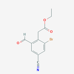 molecular formula C12H10BrNO3 B1413978 Ethyl 2-bromo-4-cyano-6-formylphenylacetate CAS No. 1806062-74-7