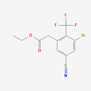 molecular formula C12H9BrF3NO2 B1413982 Ethyl 3-bromo-5-cyano-2-(trifluoromethyl)phenylacetate CAS No. 1805585-84-5