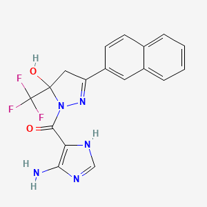 molecular formula C18H14F3N5O2 B14139867 (5-amino-1H-imidazol-4-yl)[5-hydroxy-3-(naphthalen-2-yl)-5-(trifluoromethyl)-4,5-dihydro-1H-pyrazol-1-yl]methanone CAS No. 676624-86-5