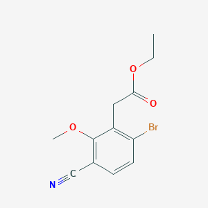 molecular formula C12H12BrNO3 B1414013 Ethyl 6-bromo-3-cyano-2-methoxyphenylacetate CAS No. 1805491-70-6
