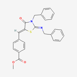 molecular formula C26H22N2O3S B14140180 methyl 4-{(Z)-[(2E)-3-benzyl-2-(benzylimino)-4-oxo-1,3-thiazolidin-5-ylidene]methyl}benzoate CAS No. 5735-33-1