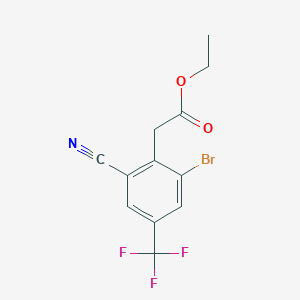 molecular formula C12H9BrF3NO2 B1414024 Ethyl 2-bromo-6-cyano-4-(trifluoromethyl)phenylacetate CAS No. 1805523-12-9