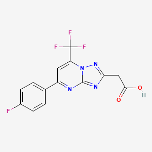 molecular formula C14H8F4N4O2 B14140335 5-(4-Fluorophenyl)-7-(trifluoromethyl)[1,2,4]triazolo[1,5-a]pyrimidine-2-acetic acid CAS No. 1160245-82-8