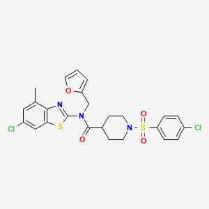 molecular formula C25H23Cl2N3O4S2 B14140399 N-(6-chloro-4-methylbenzo[d]thiazol-2-yl)-1-((4-chlorophenyl)sulfonyl)-N-(furan-2-ylmethyl)piperidine-4-carboxamide CAS No. 1171405-35-8