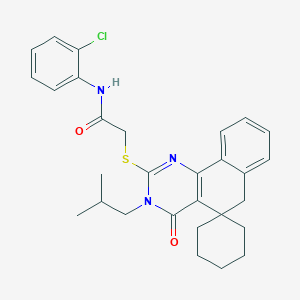 molecular formula C29H32ClN3O2S B14140495 N-(2-chlorophenyl)-2-[3-(2-methylpropyl)-4-oxospiro[6H-benzo[h]quinazoline-5,1'-cyclohexane]-2-yl]sulfanylacetamide CAS No. 844647-35-4