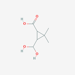 molecular formula C7H12O4 B14140589 Cyclopropanecarboxylic acid, 3-(dihydroxymethyl)-2,2-dimethyl- CAS No. 1936225-22-7