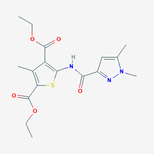 molecular formula C17H21N3O5S B14140981 diethyl 5-(1,5-dimethyl-1H-pyrazole-3-carboxamido)-3-methylthiophene-2,4-dicarboxylate CAS No. 1052548-40-9