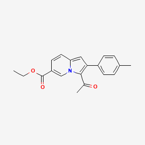 molecular formula C20H19NO3 B14141312 6-Indolizinecarboxylic acid, 3-acetyl-2-(4-methylphenyl)-, ethyl ester CAS No. 59603-70-2