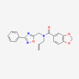 molecular formula C20H17N3O4 B14141332 N-[(3-phenyl-1,2,4-oxadiazol-5-yl)methyl]-N-prop-2-enyl-1,3-benzodioxole-5-carboxamide CAS No. 887597-72-0