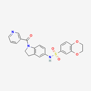 molecular formula C22H19N3O5S B14141415 N-[1-(pyridin-3-ylcarbonyl)-2,3-dihydro-1H-indol-5-yl]-2,3-dihydro-1,4-benzodioxine-6-sulfonamide CAS No. 1017664-29-7
