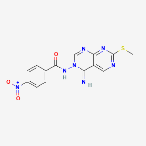 molecular formula C14H11N7O3S B14141418 N-[4-imino-7-(methylsulfanyl)pyrimido[4,5-d]pyrimidin-3(4H)-yl]-4-nitrobenzamide CAS No. 832742-03-7
