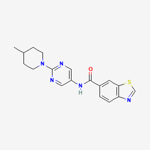 molecular formula C18H19N5OS B14141860 N-(2-(4-methylpiperidin-1-yl)pyrimidin-5-yl)benzo[d]thiazole-6-carboxamide 
