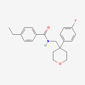 molecular formula C21H24FNO2 B14141911 4-ethyl-N-((4-(4-fluorophenyl)tetrahydro-2H-pyran-4-yl)methyl)benzamide 