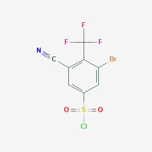 molecular formula C8H2BrClF3NO2S B1414198 3-Bromo-5-cyano-4-(trifluoromethyl)benzenesulfonyl chloride CAS No. 1805937-81-8
