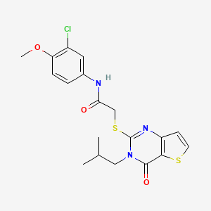 molecular formula C19H20ClN3O3S2 B14142224 N-(3-chloro-4-methoxyphenyl)-2-{[3-(2-methylpropyl)-4-oxo-3,4-dihydrothieno[3,2-d]pyrimidin-2-yl]sulfanyl}acetamide CAS No. 923226-64-6