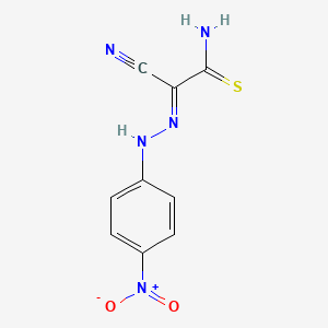 molecular formula C9H7N5O2S B14142563 2-Cyano-2-[(4-nitro-phenyl)-hydrazono]-thioacetamide 