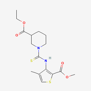 molecular formula C16H22N2O4S2 B1414259 Ethyl 1-({[2-(methoxycarbonyl)-4-methylthien-3-yl]amino}carbonothioyl)piperidine-3-carboxylate CAS No. 2197063-00-4
