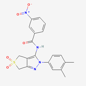 molecular formula C20H18N4O5S B14142615 N-(2-(3,4-dimethylphenyl)-5,5-dioxido-4,6-dihydro-2H-thieno[3,4-c]pyrazol-3-yl)-3-nitrobenzamide 