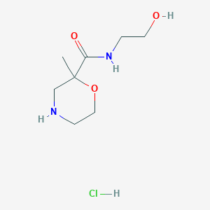 molecular formula C8H17ClN2O3 B1414264 N-(2-Hydroxyethyl)-2-methylmorpholine-2-carboxamide hydrochloride CAS No. 2173107-49-6