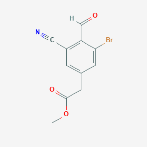 molecular formula C11H8BrNO3 B1414270 Methyl 3-bromo-5-cyano-4-formylphenylacetate CAS No. 1805189-87-0