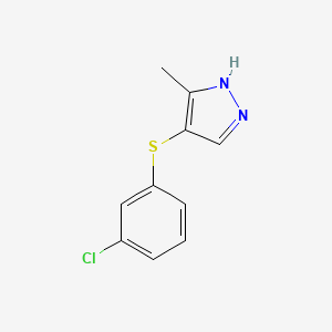 molecular formula C10H9ClN2S B1414284 4-[(3-Chlorophenyl)thio]-3-methyl-1H-pyrazole CAS No. 2197054-78-5