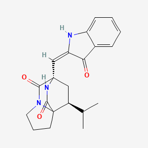 molecular formula C21H23N3O3 B14142890 (7S,10S)-7-[(E)-(3-oxo-1H-indol-2-ylidene)methyl]-10-propan-2-yl-5,8-diazatricyclo[5.2.2.01,5]undecane-6,9-dione CAS No. 38136-69-5