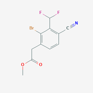 molecular formula C11H8BrF2NO2 B1414290 Methyl 2-bromo-4-cyano-3-(difluoromethyl)phenylacetate CAS No. 1806061-09-5