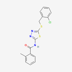 molecular formula C17H14ClN3OS2 B14142923 N-(5-((2-chlorobenzyl)thio)-1,3,4-thiadiazol-2-yl)-2-methylbenzamide CAS No. 607697-03-0