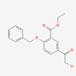 molecular formula C18H17BrO4 B14142985 Ethyl 5-(2-bromoacetyl)-2-(phenylmethoxy)benzoate CAS No. 56443-71-1
