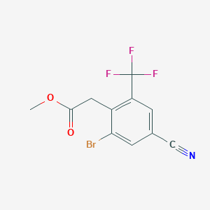 molecular formula C11H7BrF3NO2 B1414337 Methyl 2-bromo-4-cyano-6-(trifluoromethyl)phenylacetate CAS No. 1805102-03-7