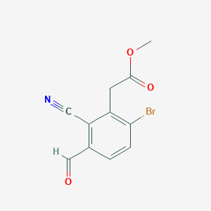 molecular formula C11H8BrNO3 B1414340 Methyl 6-bromo-2-cyano-3-formylphenylacetate CAS No. 1807024-51-6