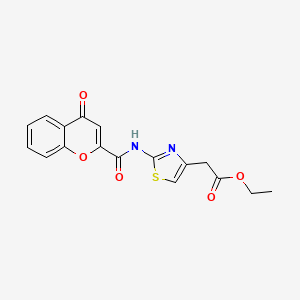 molecular formula C17H14N2O5S B14143403 Ethyl 2-[2-[(4-oxochromene-2-carbonyl)amino]-1,3-thiazol-4-yl]acetate CAS No. 361478-78-6