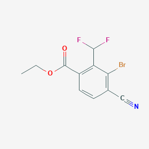 molecular formula C11H8BrF2NO2 B1414341 Ethyl 3-bromo-4-cyano-2-(difluoromethyl)benzoate CAS No. 1807020-49-0