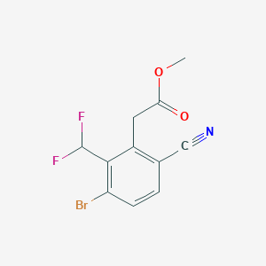 molecular formula C11H8BrF2NO2 B1414347 Methyl 3-bromo-6-cyano-2-(difluoromethyl)phenylacetate CAS No. 1807213-90-6