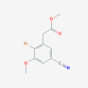 molecular formula C11H10BrNO3 B1414350 Methyl 2-bromo-5-cyano-3-methoxyphenylacetate CAS No. 1807164-84-6