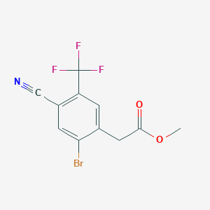 molecular formula C11H7BrF3NO2 B1414357 Methyl 2-bromo-4-cyano-5-(trifluoromethyl)phenylacetate CAS No. 1805523-78-7