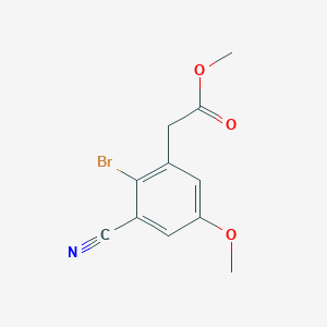 molecular formula C11H10BrNO3 B1414369 Methyl 2-bromo-3-cyano-5-methoxyphenylacetate CAS No. 1804402-36-5