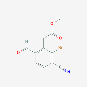 molecular formula C11H8BrNO3 B1414381 Methyl 2-bromo-3-cyano-6-formylphenylacetate CAS No. 1805247-63-5