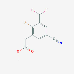 molecular formula C11H8BrF2NO2 B1414383 Methyl 2-bromo-5-cyano-3-(difluoromethyl)phenylacetate CAS No. 1805131-46-7