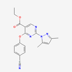molecular formula C19H17N5O3 B14143890 Ethyl 4-(4-cyanophenoxy)-2-(3,5-dimethylpyrazol-1-yl)pyrimidine-5-carboxylate CAS No. 958984-17-3