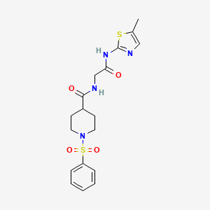 molecular formula C18H22N4O4S2 B14143926 N-{2-[(5-methyl-1,3-thiazol-2-yl)amino]-2-oxoethyl}-1-(phenylsulfonyl)piperidine-4-carboxamide CAS No. 929973-32-0