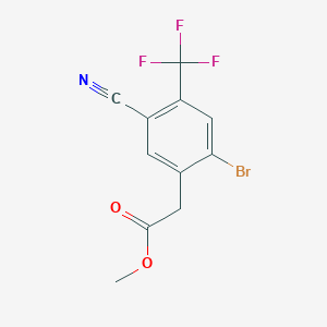 molecular formula C11H7BrF3NO2 B1414393 Methyl 2-bromo-5-cyano-4-(trifluoromethyl)phenylacetate CAS No. 1807206-23-0