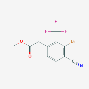 molecular formula C11H7BrF3NO2 B1414394 Methyl 3-bromo-4-cyano-2-(trifluoromethyl)phenylacetate CAS No. 1805023-26-0