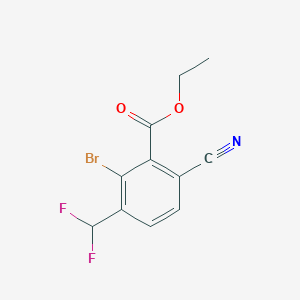 molecular formula C11H8BrF2NO2 B1414399 Ethyl 2-bromo-6-cyano-3-(difluoromethyl)benzoate CAS No. 1806060-45-6