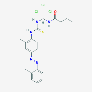 molecular formula C21H24Cl3N5OS B14144013 N-{2,2,2-trichloro-1-[({2-methyl-4-[(E)-(2-methylphenyl)diazenyl]phenyl}carbamothioyl)amino]ethyl}butanamide CAS No. 301816-02-4